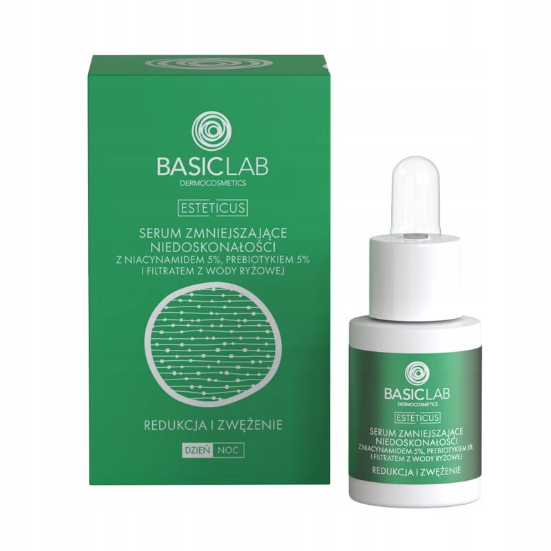 BASICLAB Serum zmniejszające niedoskonałości z niacynamidem 5% redukcja i zwężenie 15ml