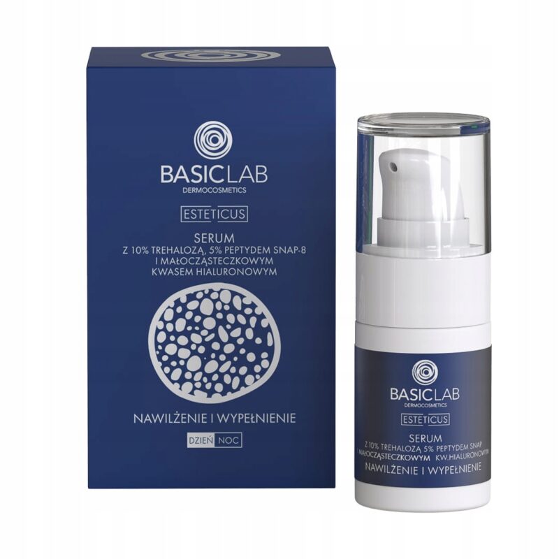 BASICLAB Serum z trehalozą 10% i 5% peptydem nawilżenie i wypełnienie 15ml