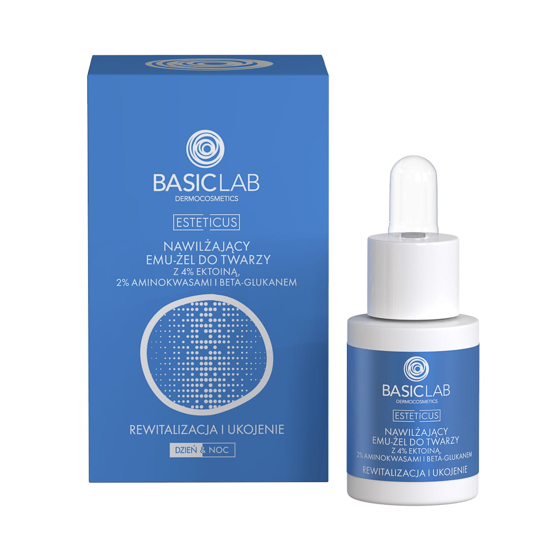 BASICLAB Nawilżający emu-żel do twarzy z 4% ektoiną 15ml
