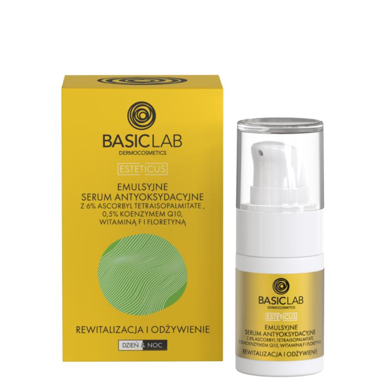 EMULSYJNE SERUM ANTYOKSYDACYJNE Z 6% ASCORBYL TETRAISOPALMITATE REWITALIZACJA I ODŻYWIENIE 15ml