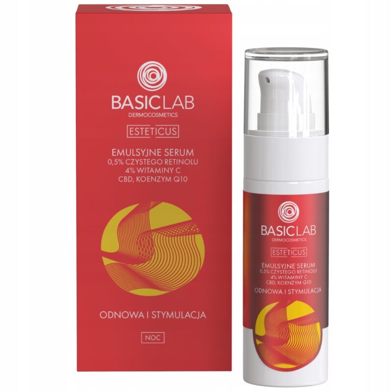 EMULSYJNE SERUM Z 0,5% CZYSTEGO RETINOLU, 4% WITAMINY C, CBD I KOENZYMEM Q10 ODNOWA I STYMULACJA 30ml