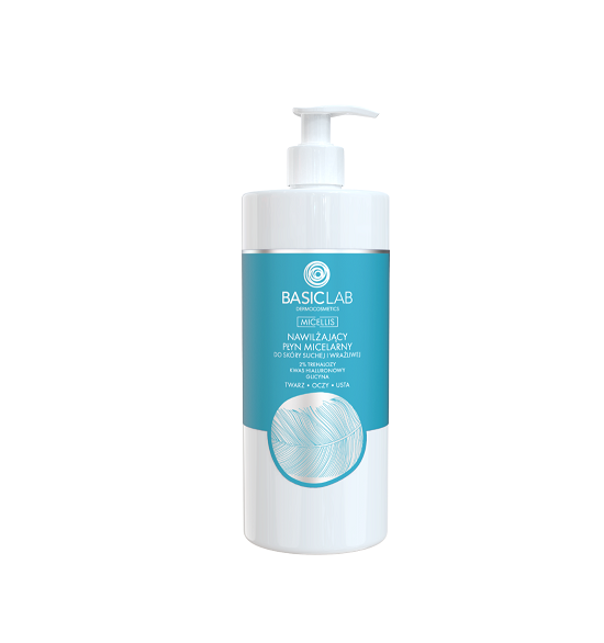 BASICLAB Nawilżający płyn micelarny do skóry suchej i wrażliwej 2% Trehalozy Kwas Hialuronowy Glicyna 500 ml