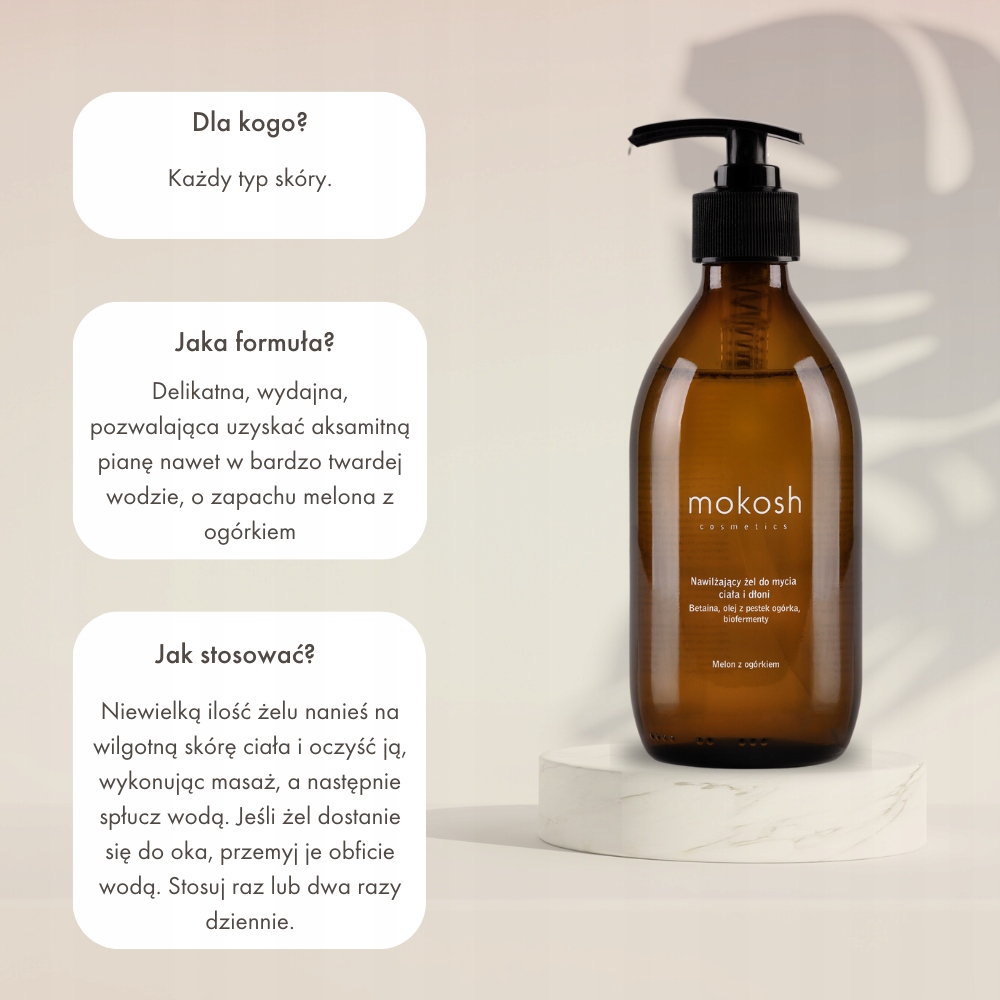 MOKOSH Nawilżający żel do mycia ciała „Melon z ogórkiem” 300ml