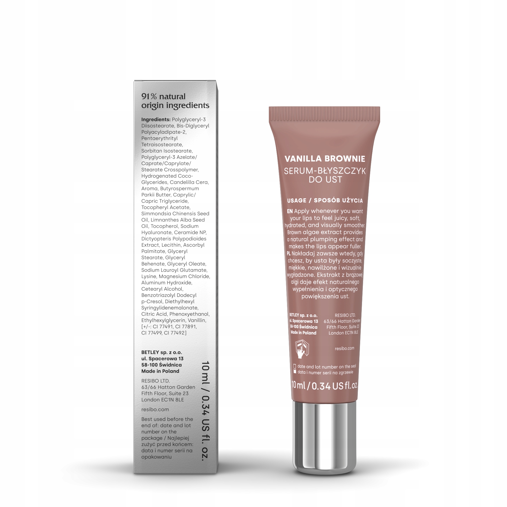 Resibo LIPS ON Glossy Lip Serum Błyszczyk do ust Caramel Nude 10ml